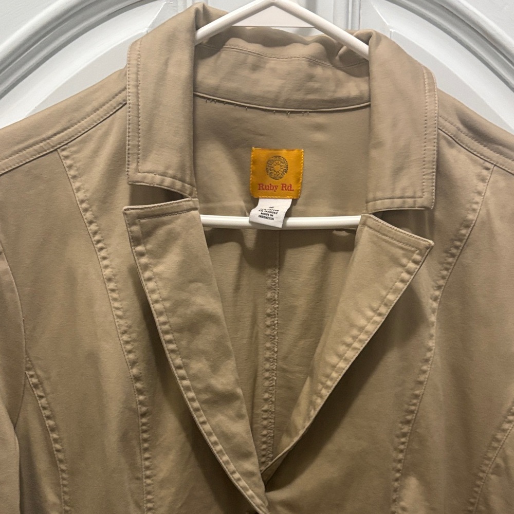 Ruby Rd. Tan Blazer with Ruffle Detail - Picture 6 of 13